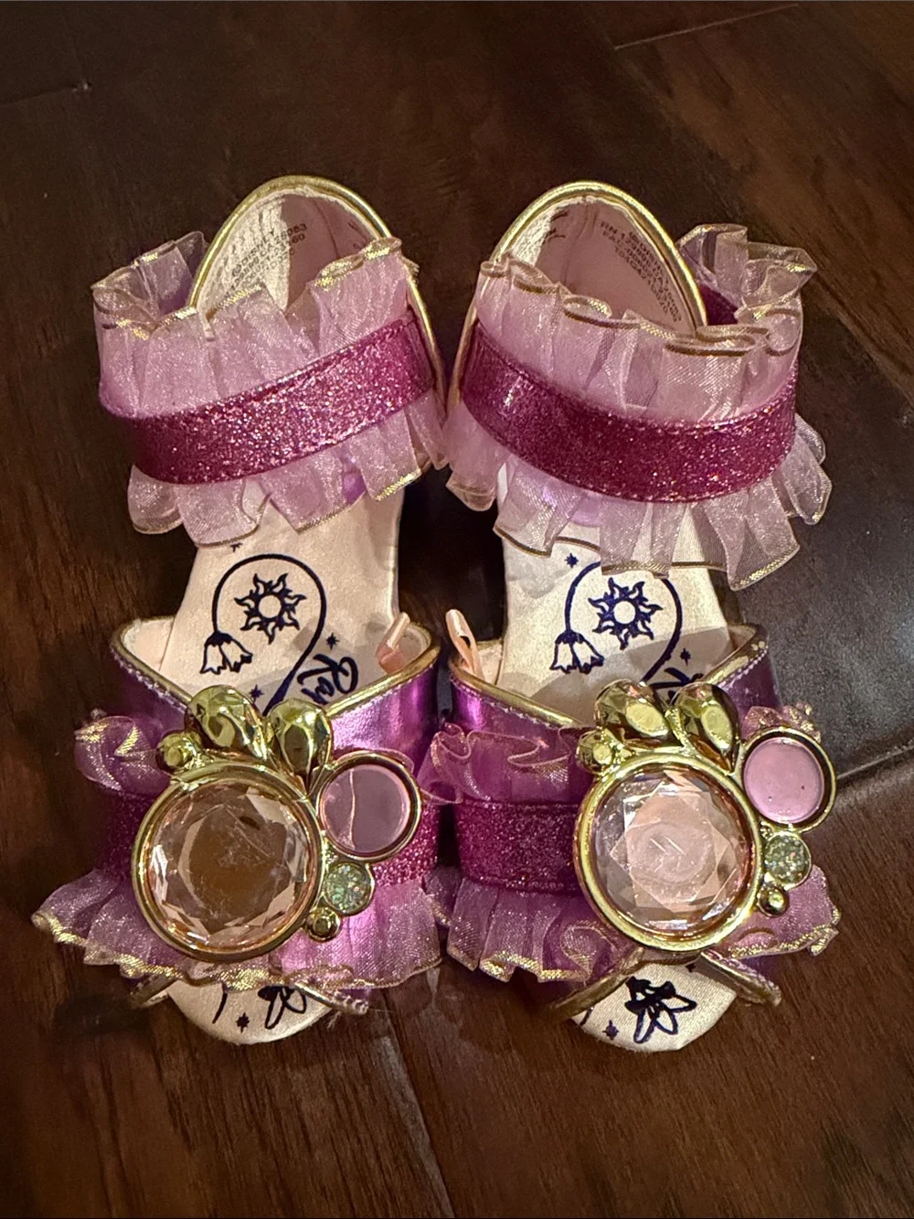 Disney Pink Glitter Jewel Princess Sandals with Gold Trim